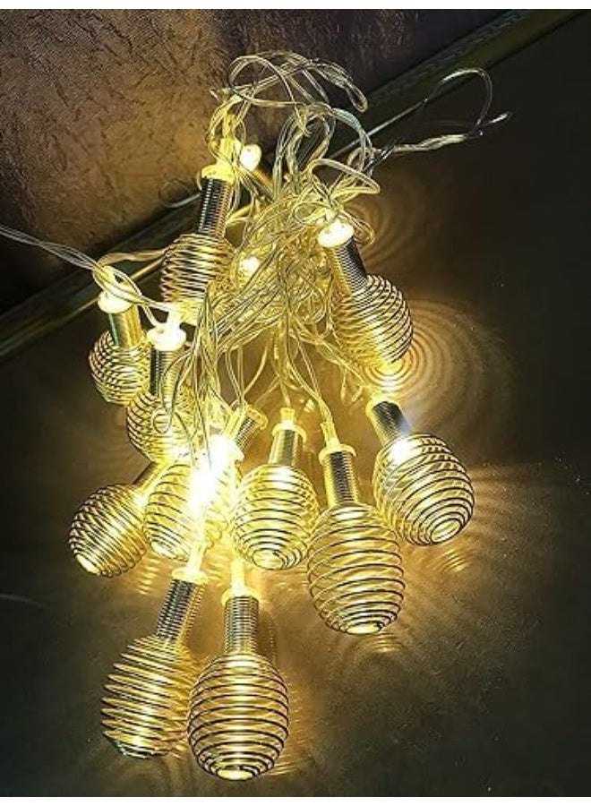 زوبا فرع زينة رمضان من النحاس على شكل لمبات LED، تصميم شبكي ذهبي، إضاءة زينة للحفلات والديكور المنزلي، مع نمط قطرات الماء المضيئة - Image 3